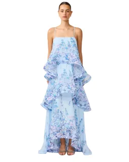 Elliatt Armani Tiered Maxi Dress Baby Blue Floral Size L for rent on The Volte - image 1