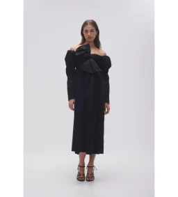 Aje Valentina Bow Midi Dress in Black Size AU8 for rent on The Volte - image 2