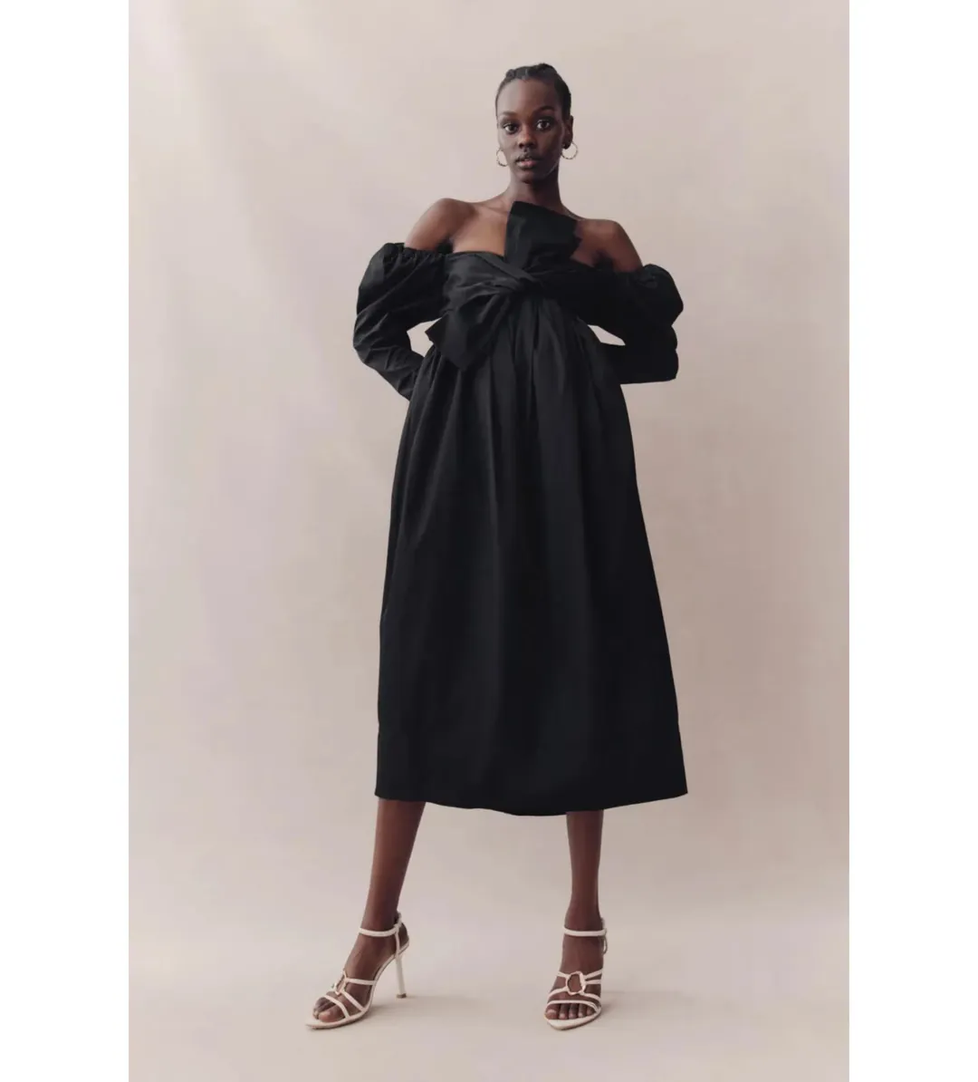 Aje Valentina Bow Midi Dress in Black Size AU8 for rent on The Volte - main image