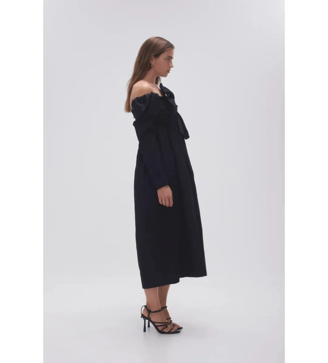 Aje Valentina Bow Midi Dress in Black Size AU8 for rent on The Volte - main image