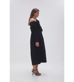 Aje Valentina Bow Midi Dress in Black Size AU8 for rent on The Volte - image 4