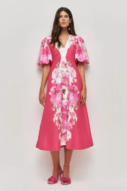 🩷 AJE Overflow Knotted Floral Midi Dress in 'Rosa Bold' Pink – Size AU 10 🩷 for rent on The Volte - image 6