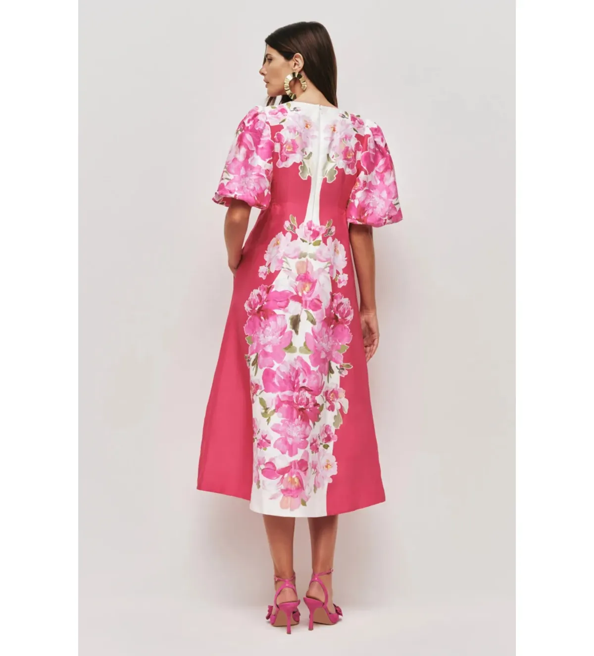 Aje Overflow Knotted Midi Dress in Rosa Bold Size AU10 - Image 4