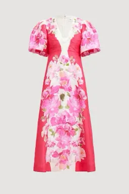 🩷 AJE Overflow Knotted Floral Midi Dress in 'Rosa Bold' Pink – Size AU 10 🩷 for rent on The Volte - image 5