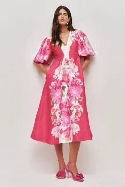 🩷 AJE Overflow Knotted Floral Midi Dress in 'Rosa Bold' Pink – Size AU 10 🩷 for rent on The Volte - image 4