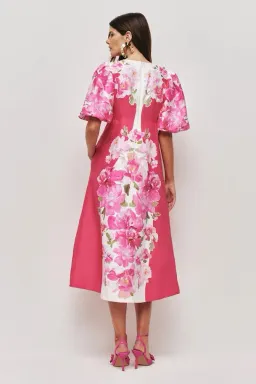 🩷 AJE Overflow Knotted Floral Midi Dress in 'Rosa Bold' Pink – Size AU 10 🩷 for rent on The Volte - image 3