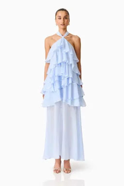 Elliatt Eliane Halter Maxi Dress size L / 12 Blue for rent on The Volte - image 1