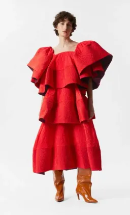 Roksanda X & Other Stories Ruffle Jacquard Midi Dress - size 10 for rent on The Volte - image 1
