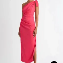 Sheike Kennedy one-shoulder draped maxi dress in raspberry. Size 6 for rent on The Volte - image 1