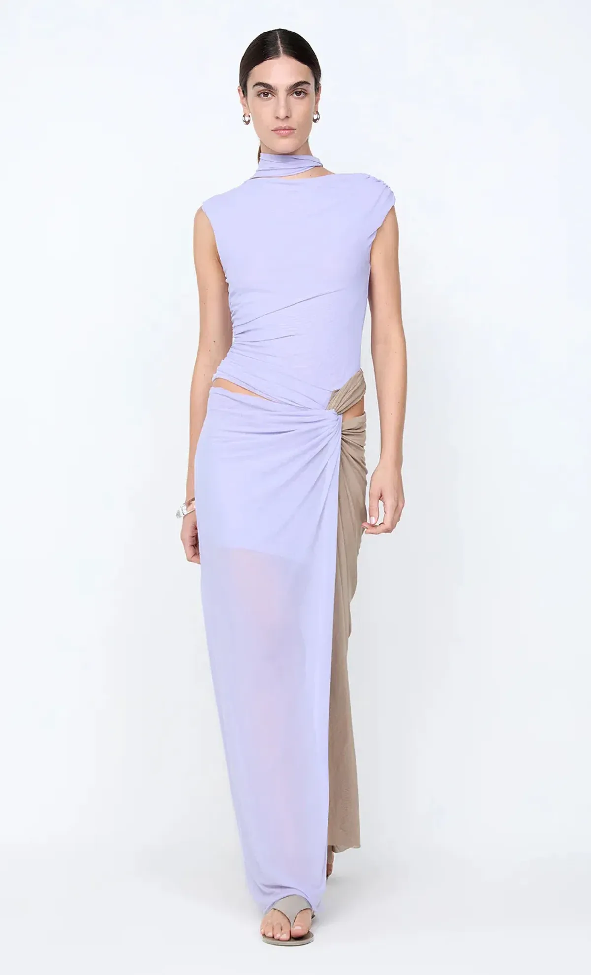 BEC & BRIDGE Connie Twist Maxi Dress in Wisteria Taupe Size 10 - Image 3