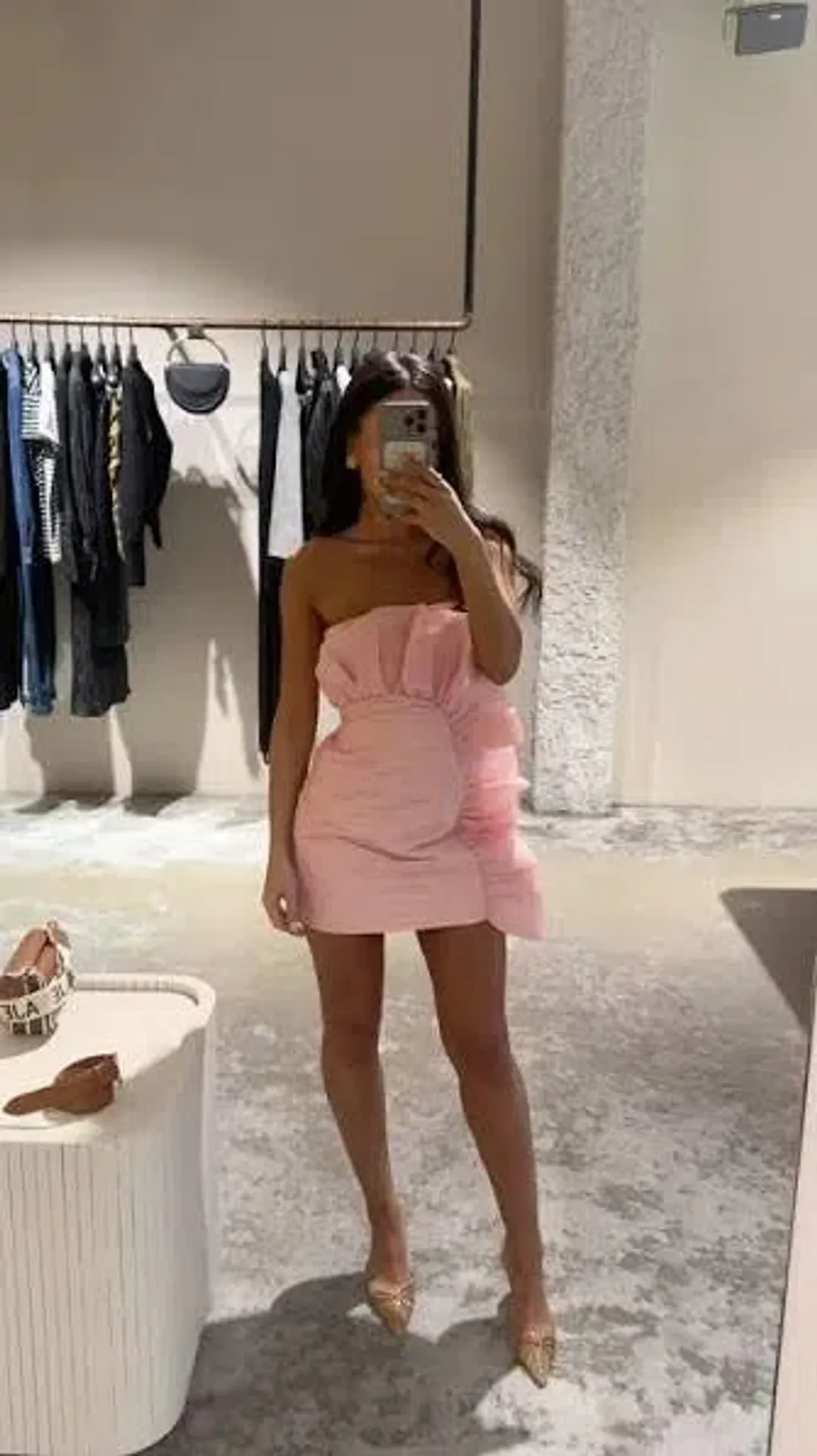 🩷 AJE Telma Ruffle Micro Mini Dress – Pink Quartz – Size AU 12 🩷 for rent on The Volte - main image