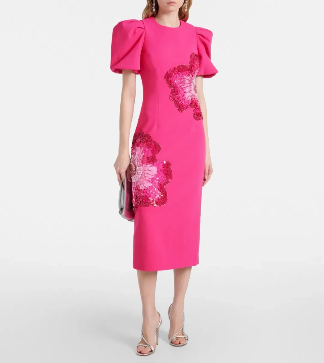 REBECCA VALLANCE Layana Midi Dress Raspberry Pink Size 10 for rent on The Volte - main image