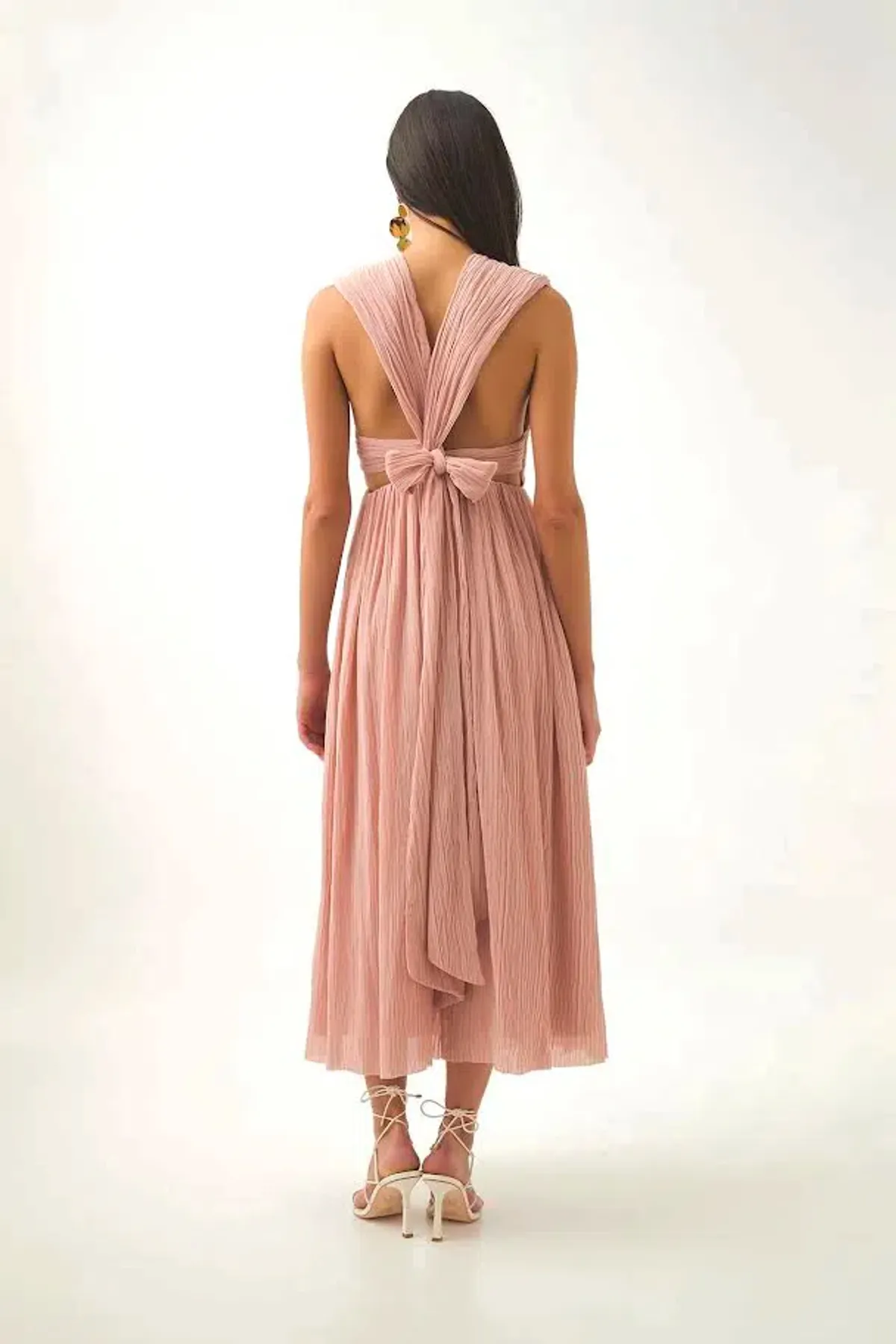 🩷 AJE Becoming Bow Back Midi Dress – Blush Pink – Size AU 10 🩷 - Image 1