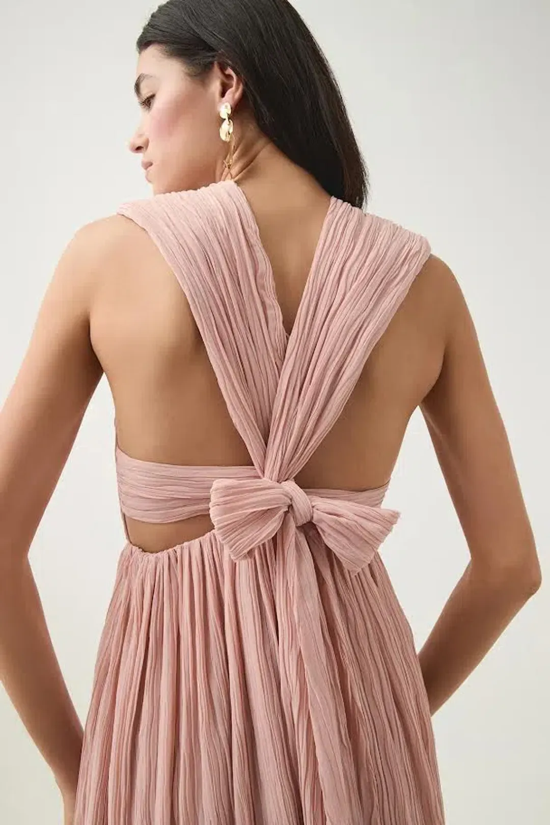 🩷 AJE Becoming Bow Back Midi Dress – Blush Pink – Size AU 10 🩷 for rent on The Volte - main image