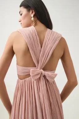 🩷 AJE Becoming Bow Back Midi Dress – Blush Pink – Size AU 10 🩷 for rent on The Volte - image 2