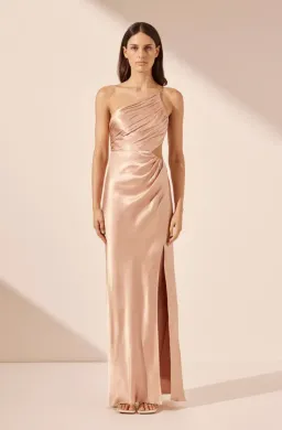 Shona Joy La Lune Asymmetrical Gathered Maxi Dress - Desert Rose size 6 for rent on The Volte - image 1