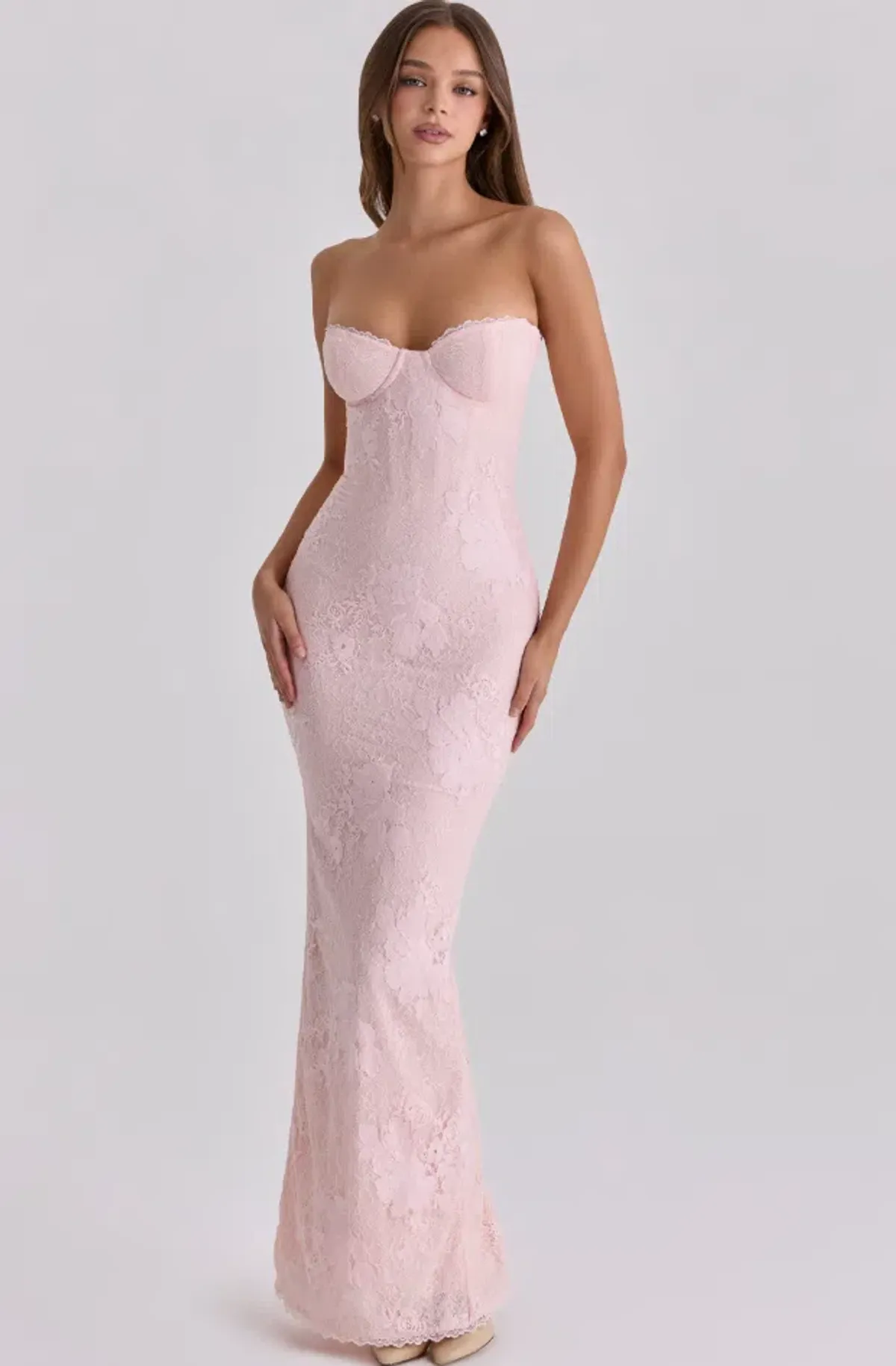 House of CB Lucienne pink lace maxi dress Regular Cup Size M - Image 1