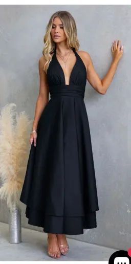 Saints & Secrets Sade halter maxi dress black dress size 10 for rent on The Volte - image 2