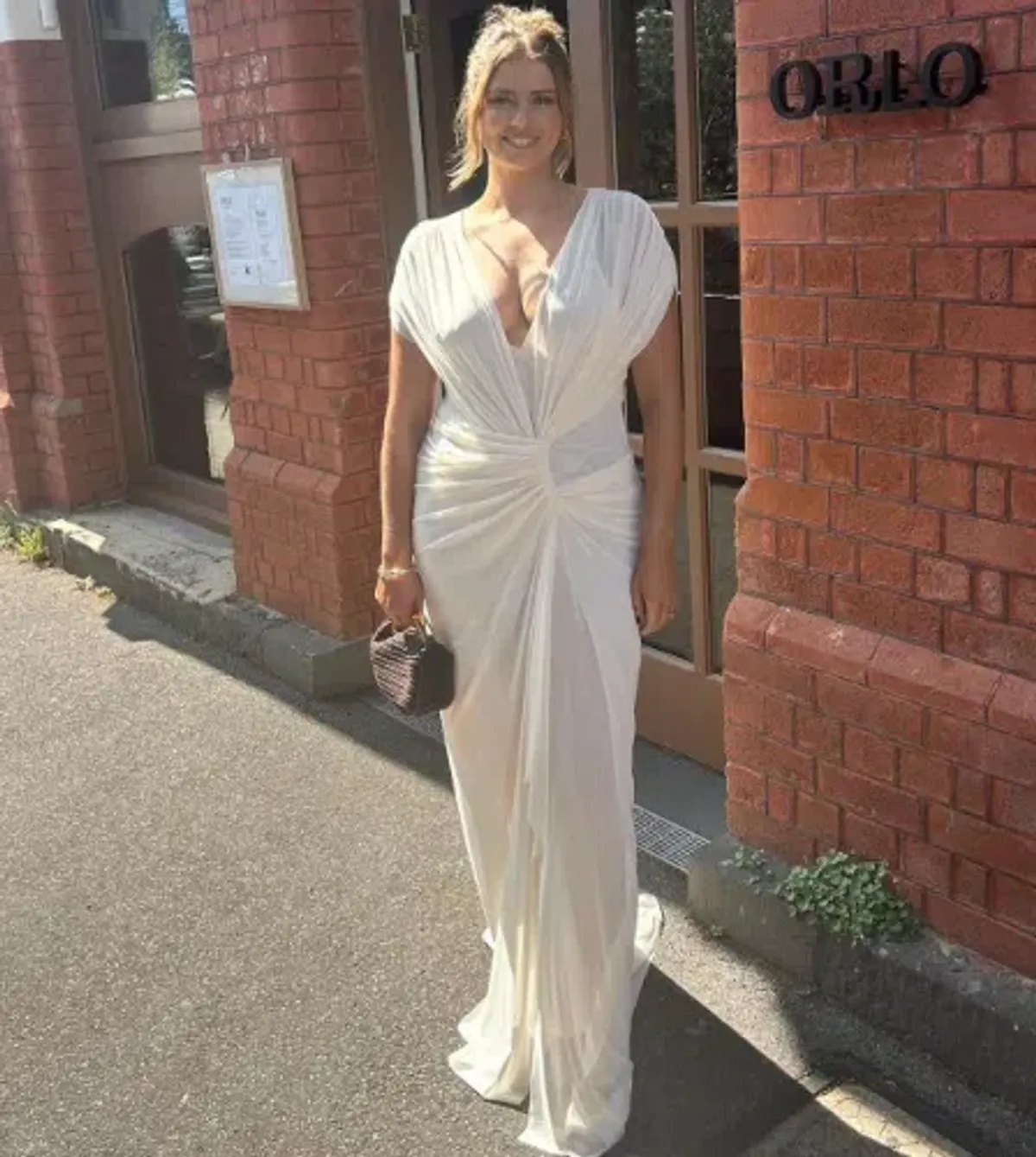 Bec and Bridge Leia Drape Gown Butter Cream White Size 14 - Image 4