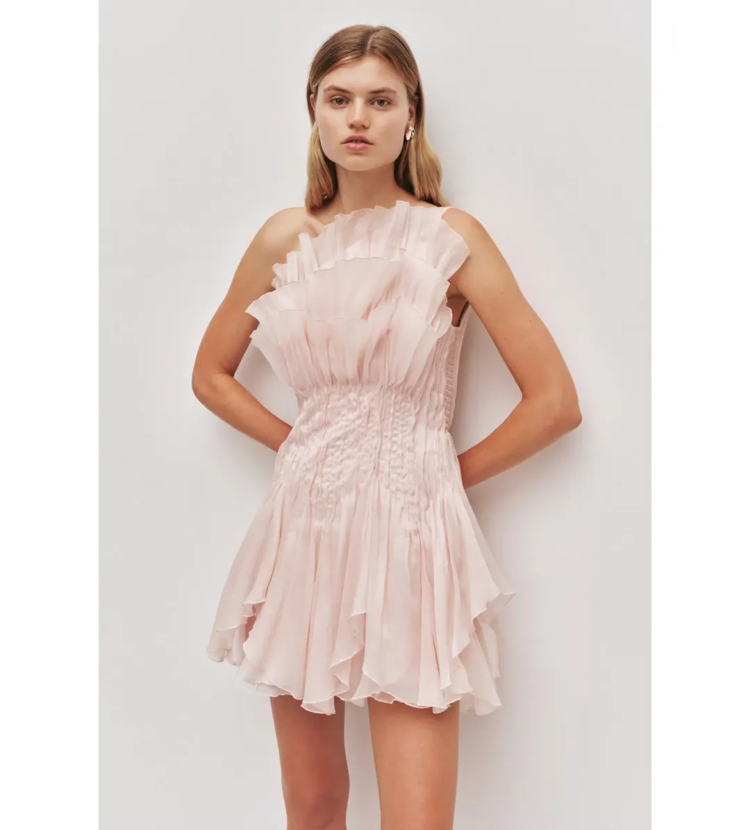 Aje Nisha Mini Dress in Rosewater Size AU8 for rent on The Volte - main image