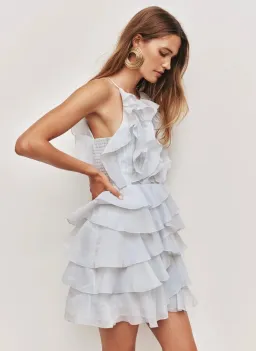 Aje Cleo Mini Dress size 16 Silver Blue for rent on The Volte - image 3