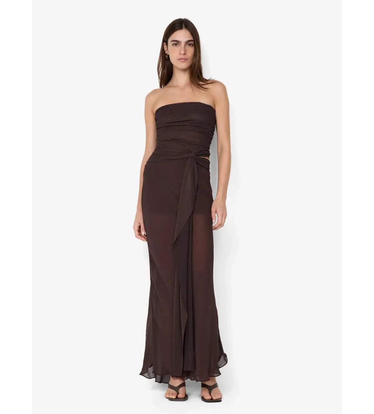 Bec & Bridge Jehnaya Strapless Maxi Dress in Dark Chocolate Size AU10 - Image 1