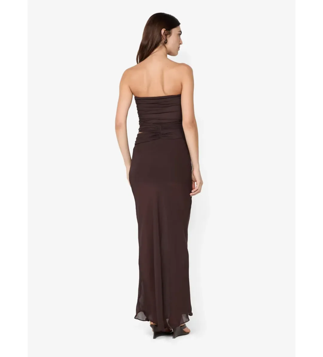 Bec & Bridge Jehnaya Strapless Maxi Dress in Dark Chocolate Size AU10 for rent on The Volte - main image