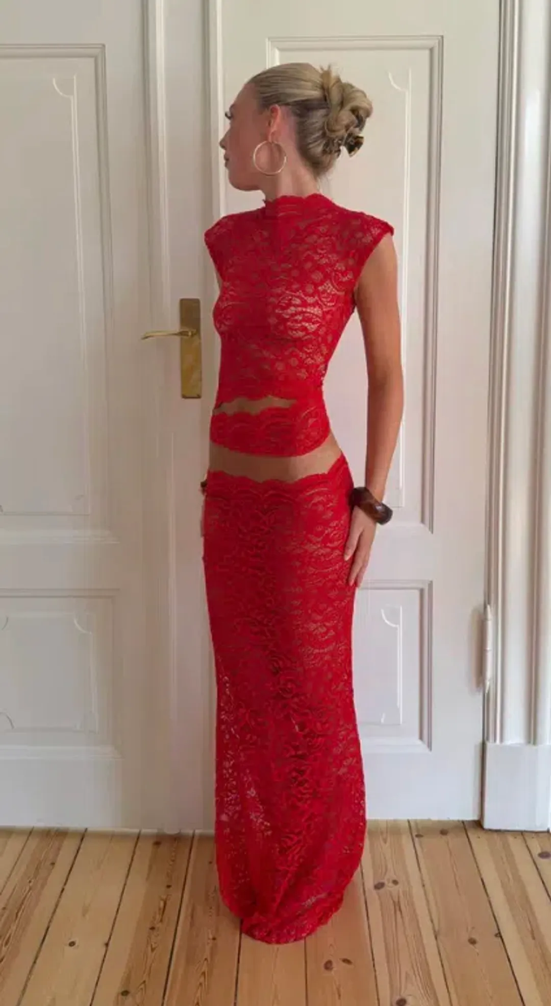 DESIGN BY SI | MARISOLE LACE SET | RED | SIZE XS/S (AU 6/8) for rent on The Volte - main image