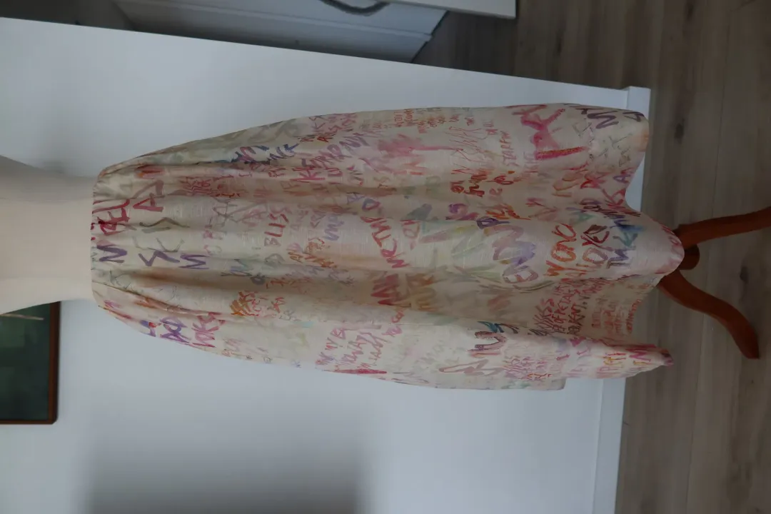 ZIMMERMANN Cream Voluminous Maxi Skirt with Multicoloured Writing Size 8 for rent on The Volte - main image