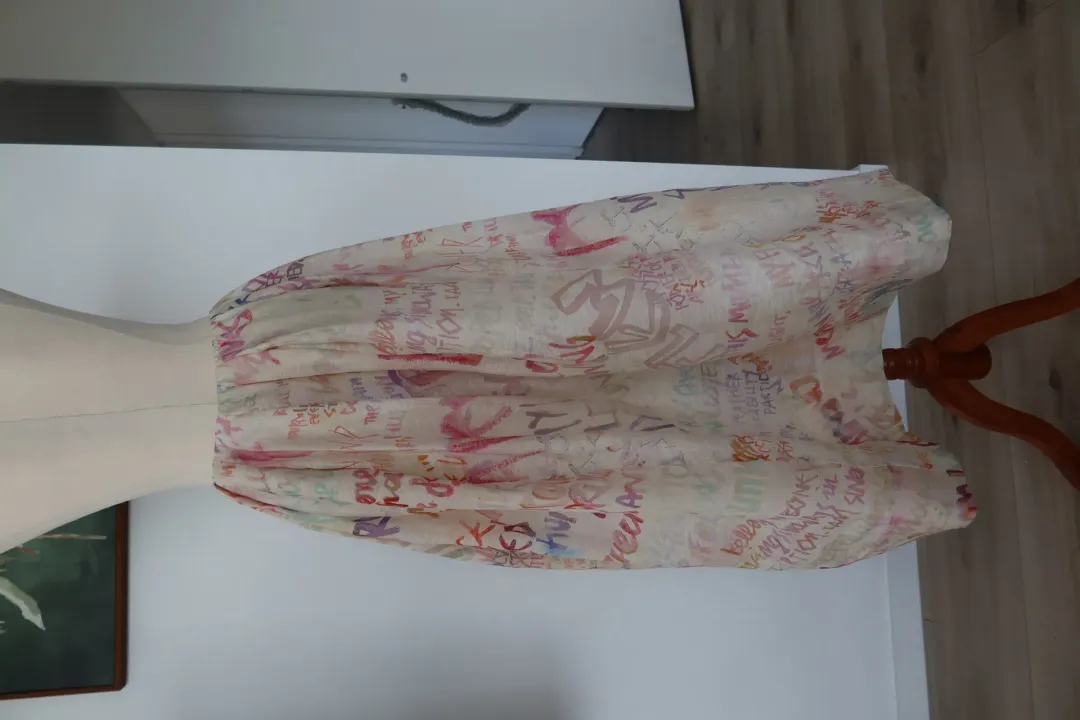 ZIMMERMANN Cream Voluminous Maxi Skirt with Multicoloured Writing Size 8 for rent on The Volte - main image