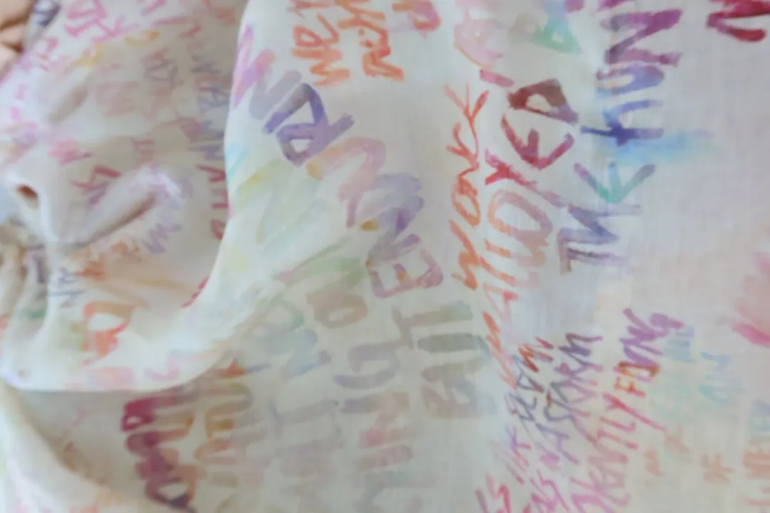 ZIMMERMANN Cream Voluminous Maxi Skirt with Multicoloured Writing Size 8 for rent on The Volte - main image
