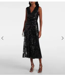 VICTORIA BECKHAM Sequined gathered midi dress for rent on The Volte - image 1