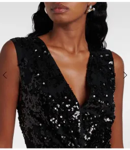 VICTORIA BECKHAM Sequined gathered midi dress for rent on The Volte - image 3