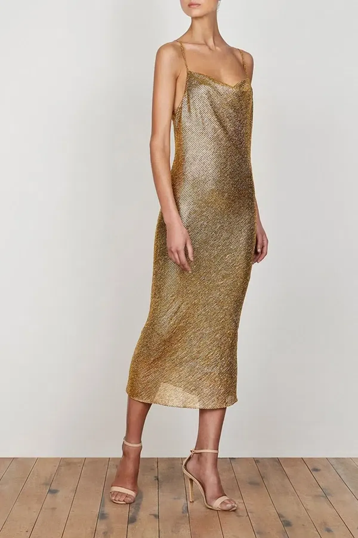 Shona Joy Cowl Bias Midi Dress Gold Size 8 for rent on The Volte - main image