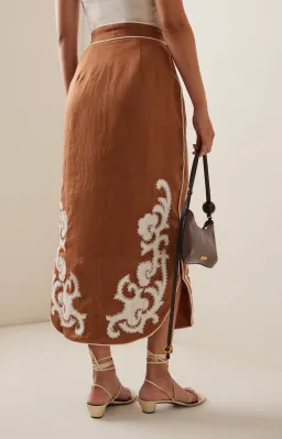 Alemais Ruby Applique Midi Skirt Brown Size AU 8 / S for rent on The Volte - image 2