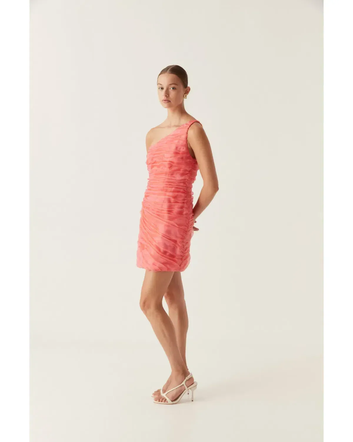 Aje Mercury Iridescent Mini Dress Coral Pink Size AU 6 / XS - Image 4