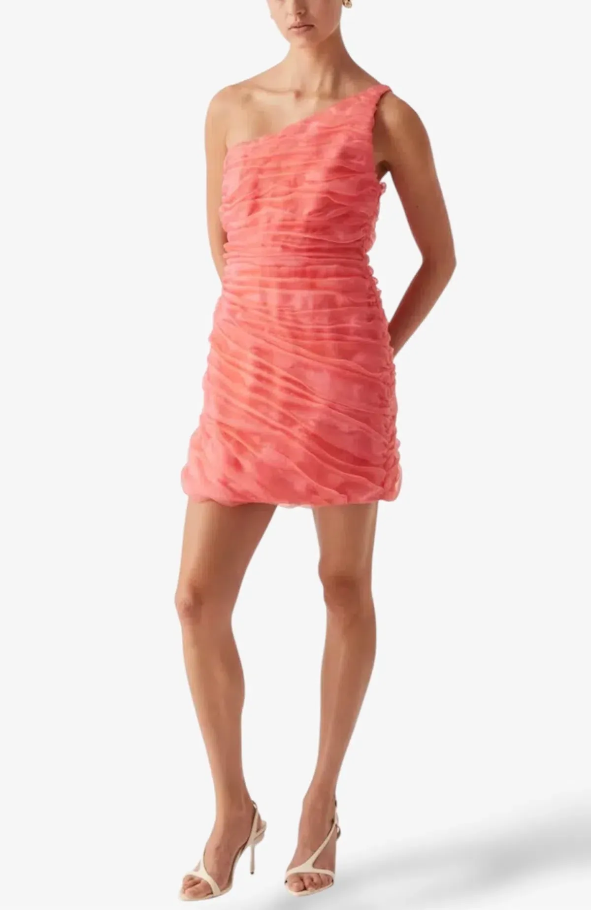 Aje Mercury Iridescent Mini Dress Coral Pink Size AU 6 / XS - Image 1