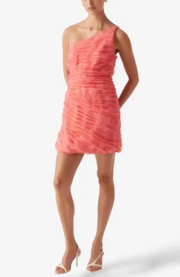Aje Mercury Iridescent Mini Dress Coral Pink Size AU 6 / XS for rent on The Volte - image 1