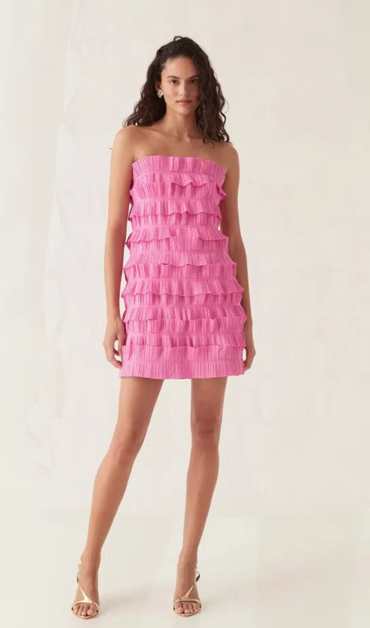 Aje Palladium Ruffled Mini Dress Muted Fuchsia Size S AU 8 for rent on The Volte - main image