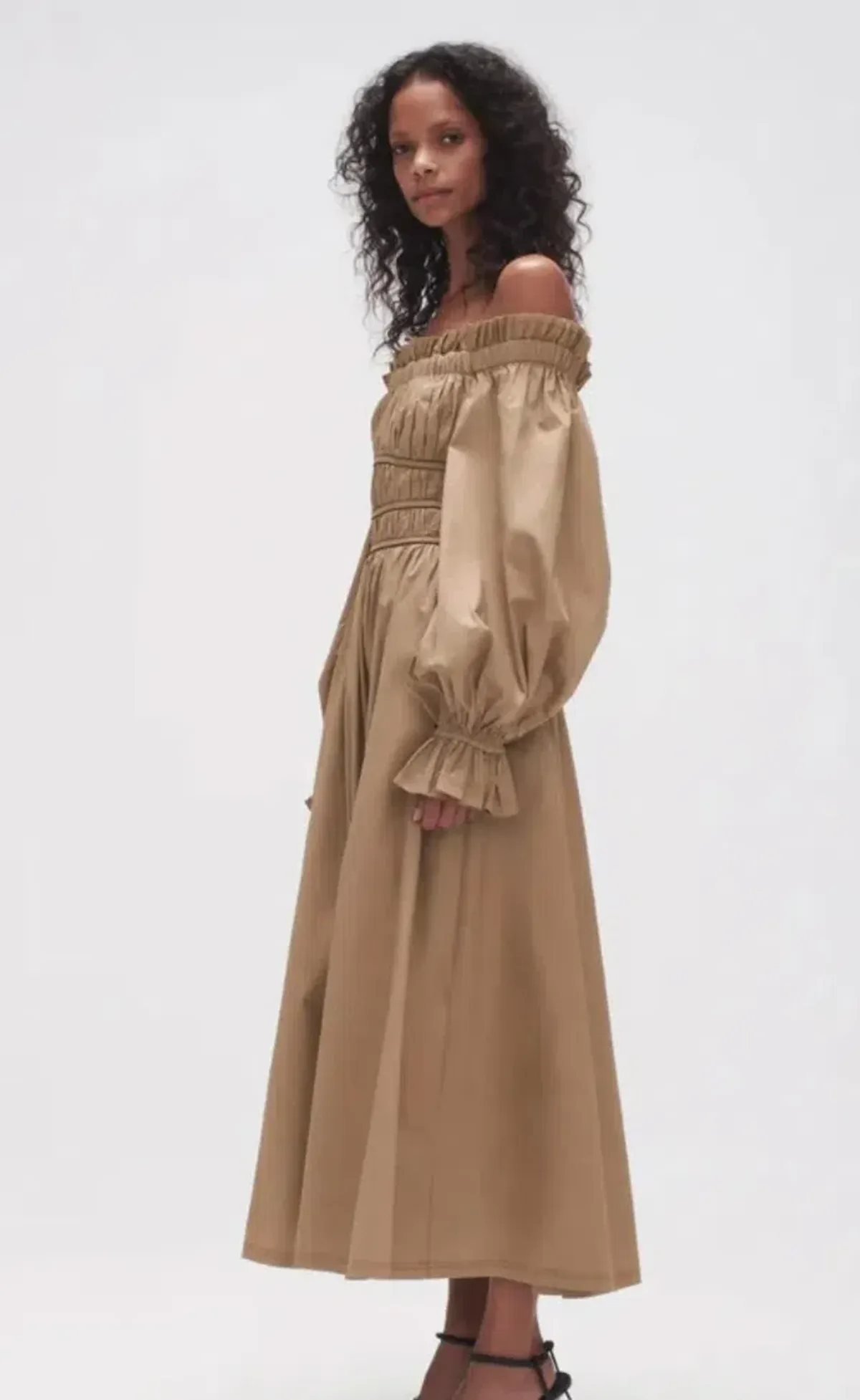Aje Wattle Off Shoulder Midi Dress Taupe size 12 - Image 3