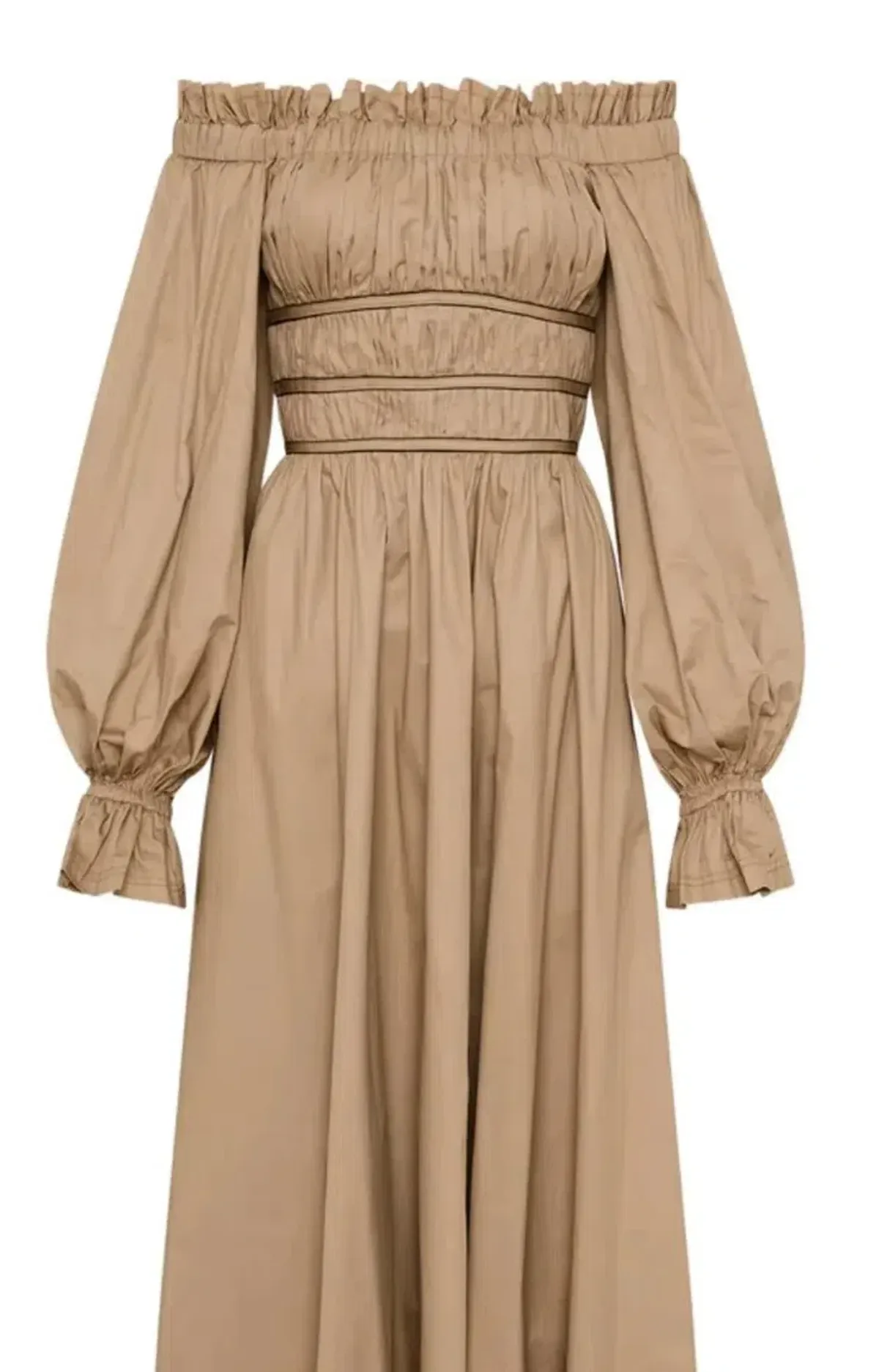 Aje Wattle Off Shoulder Midi Dress Taupe size 12 - Image 1