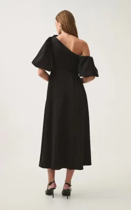 Aje Magnetic Draped Midi Dress Black size 8 for rent on The Volte - image 2