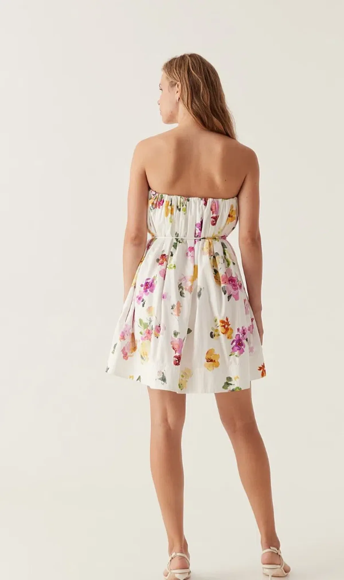 Aje Ayla Strapless Mini Dress White/Floral size 8 - Image 4