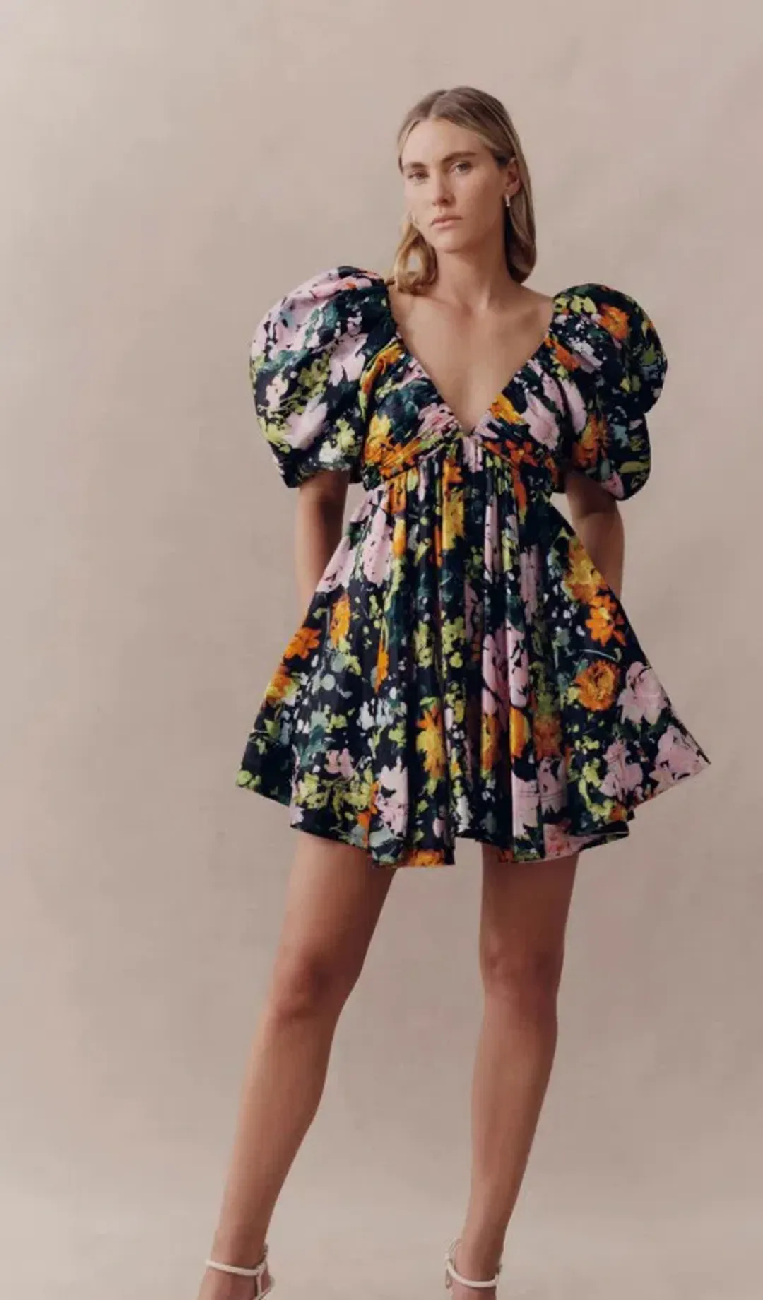 Aje Gabrielle Plunge Mini Dress Midnight Floral size 8 for rent on The Volte - main image