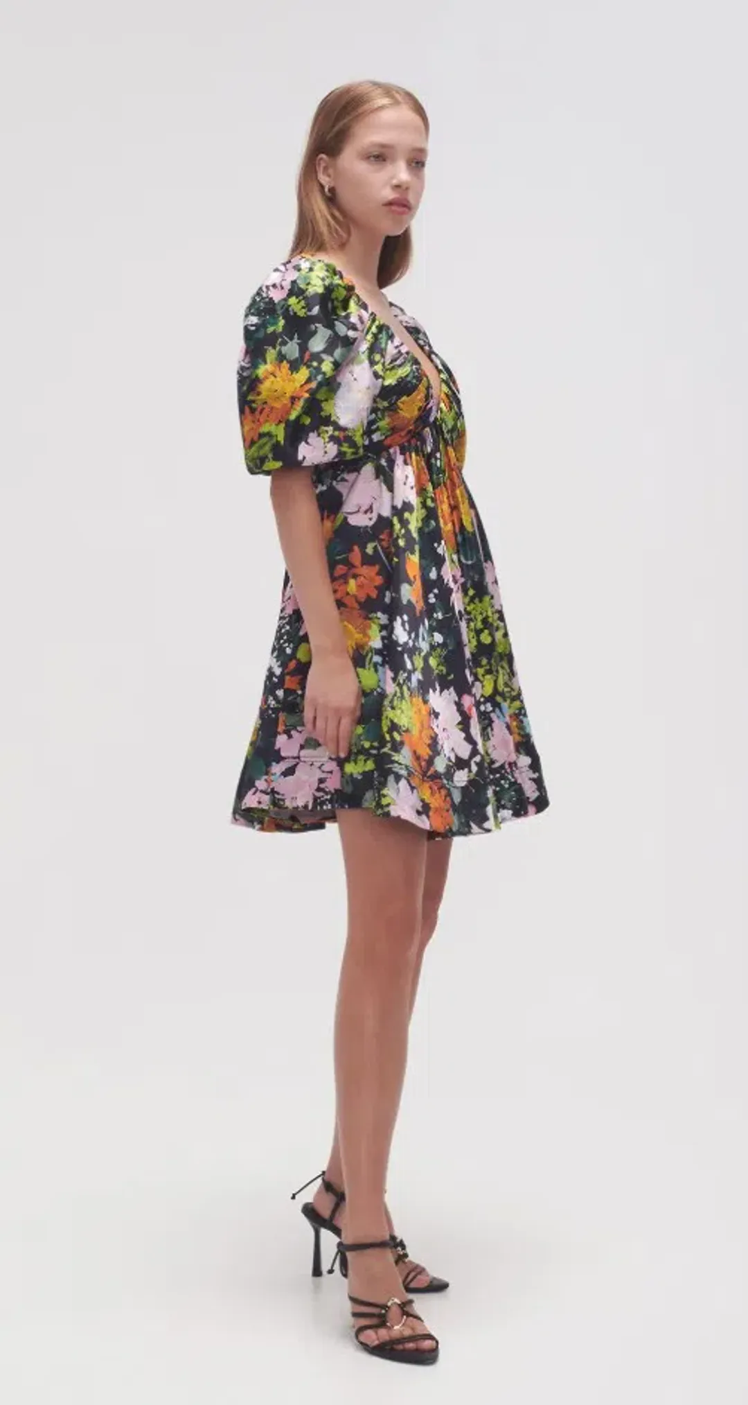 Aje Gabrielle Plunge Mini Dress Midnight Floral size 8 for rent on The Volte - main image
