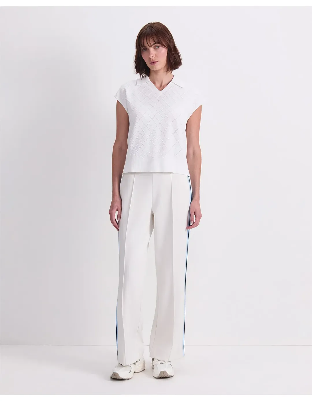 Sportscraft Maxine Milano Argyle Knit Top Cream Size 4 for rent on The Volte - main image