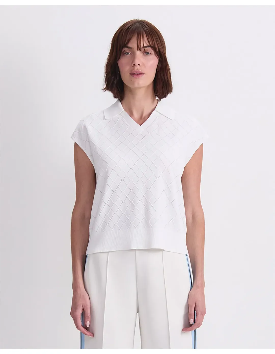 Sportscraft Maxine Milano Argyle Knit Top Cream Size 4 for rent on The Volte - main image