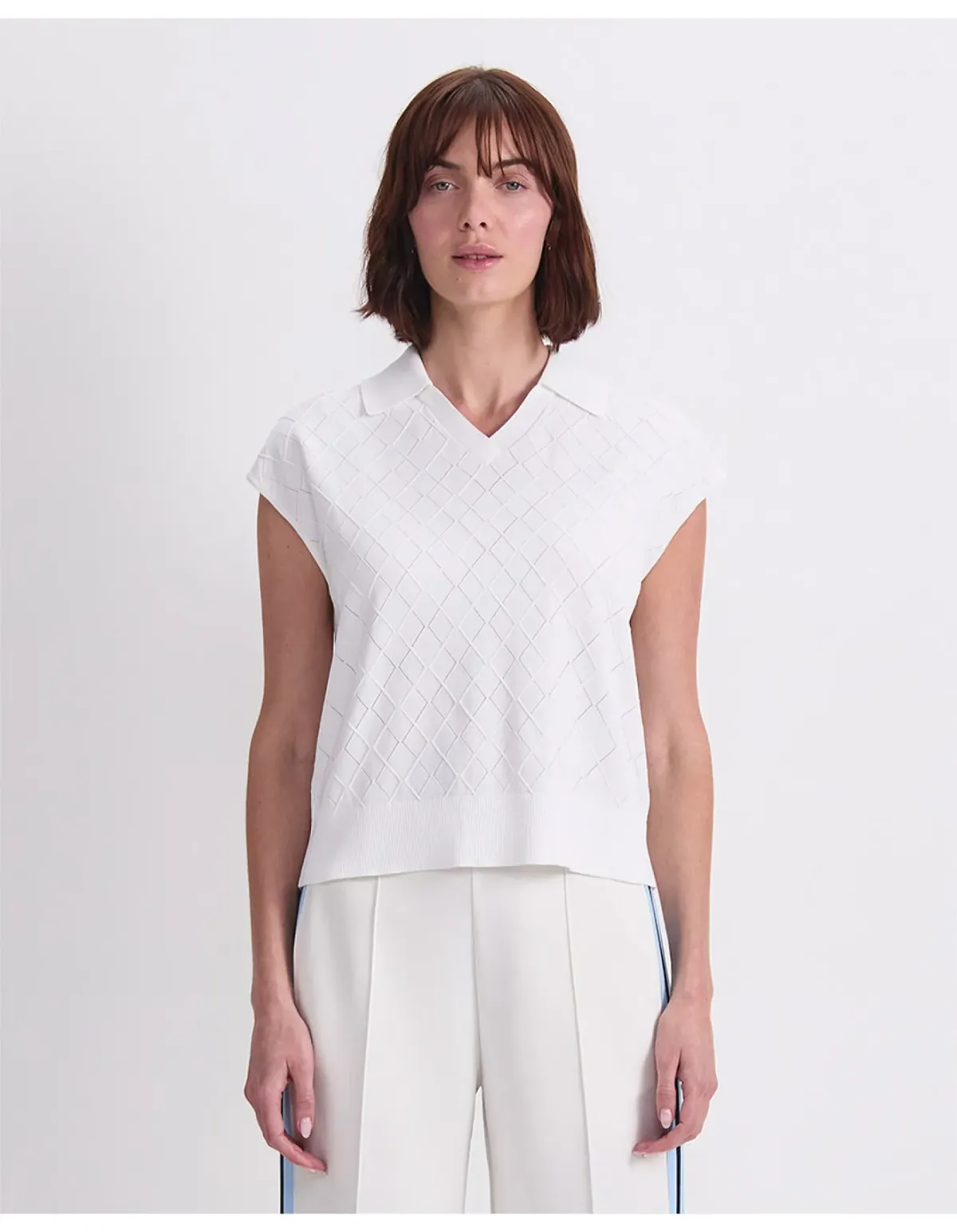 Sportscraft Maxine Milano Argyle Knit Top Cream Size 4 for rent on The Volte - main image
