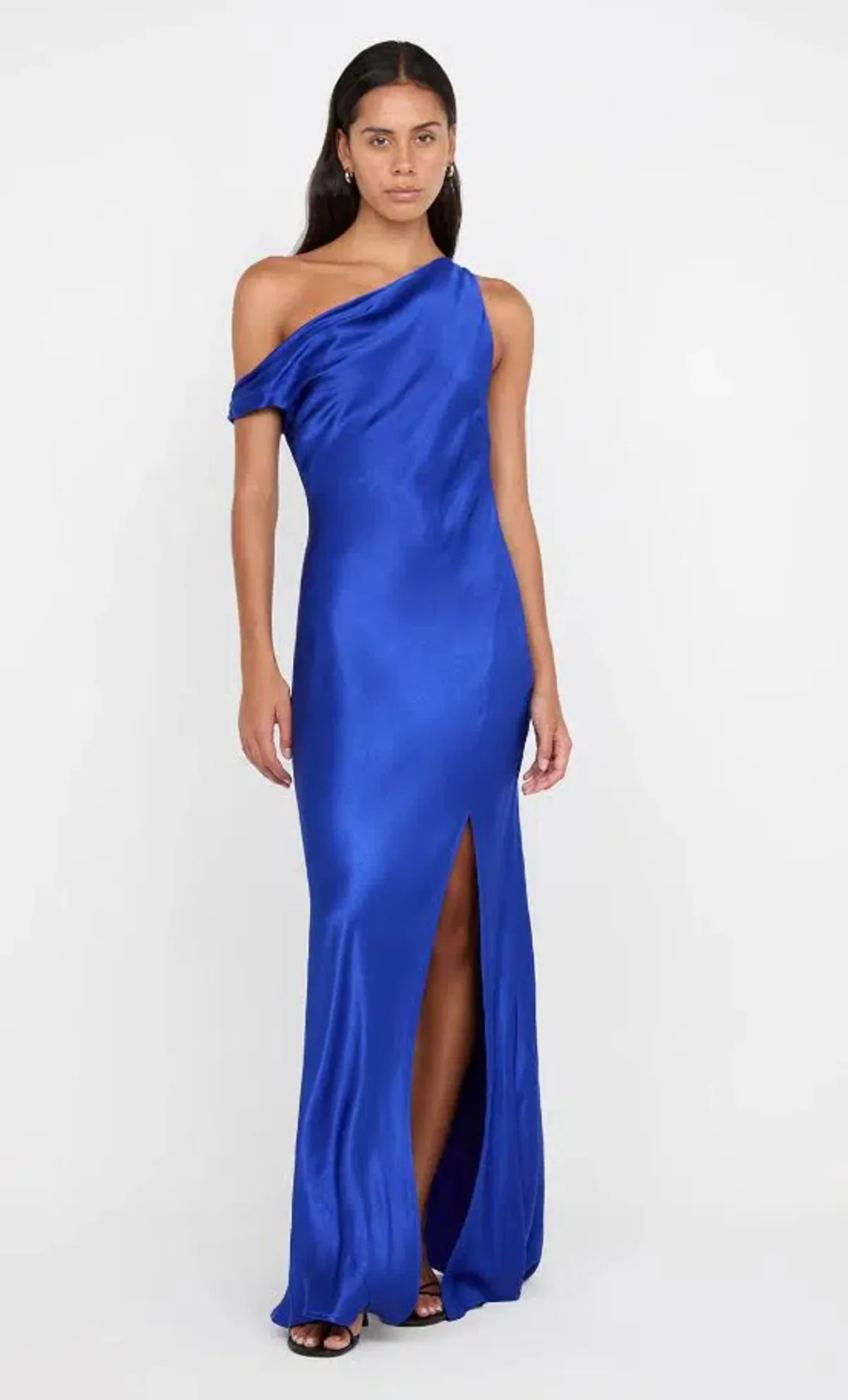 💙 BEC + BRIDGE Sol Asymmetrical Dress in Mediterranean Blue Size 8 AU - Satin Formal Gown 💙 for rent on The Volte - main image