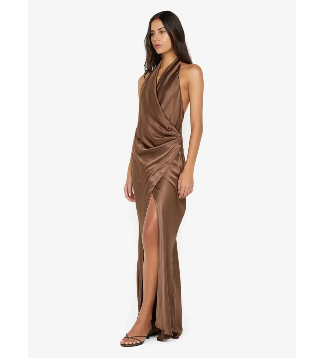 Bec & Bridge Elisia Wrap Maxi Dress in Milk Chocolate Size AU10 for rent on The Volte - main image
